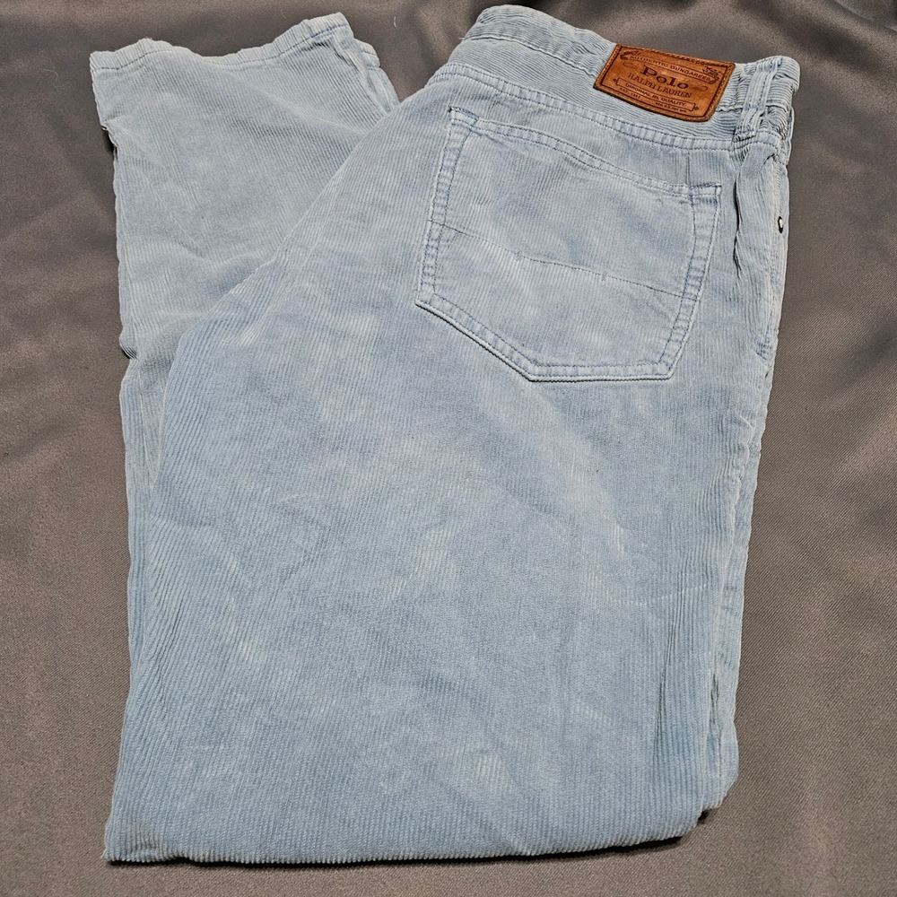 Polo Ralph Lauren Varick Slim Straight Corduroy Pants Light Blue Mens 34x30